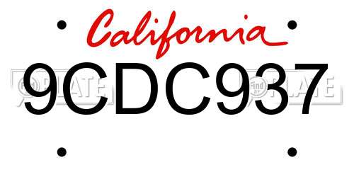 9CDC937 California License Plate
