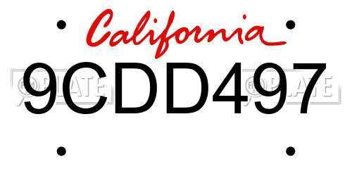 9CDD497 California License Plate