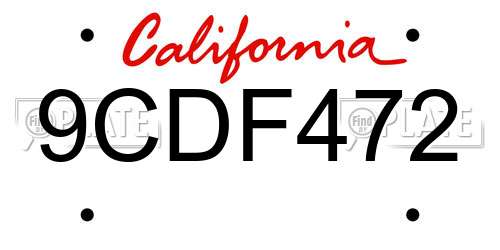 9CDF472 California License Plate