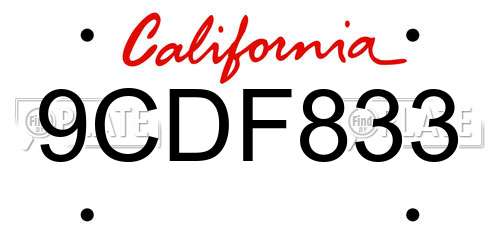 9CDF833 California License Plate