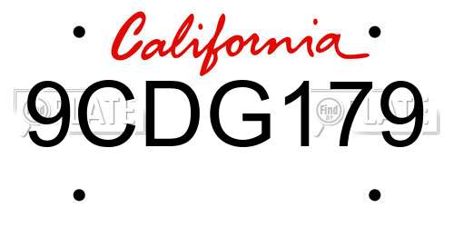 9CDG179 California License Plate