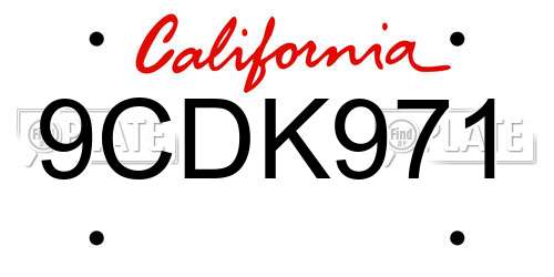 9CDK971 California License Plate