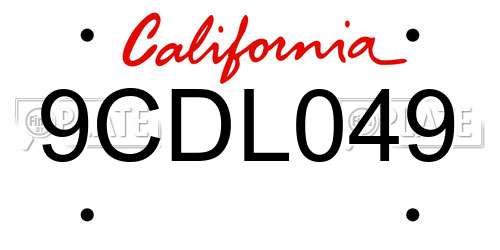 9CDL049 California License Plate
