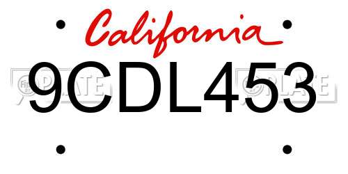 9CDL453 California License Plate