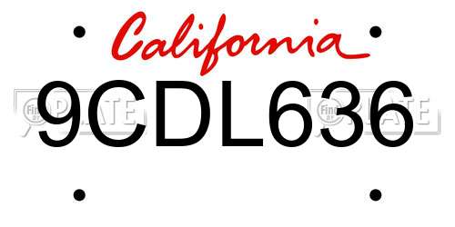 9CDL636 California License Plate