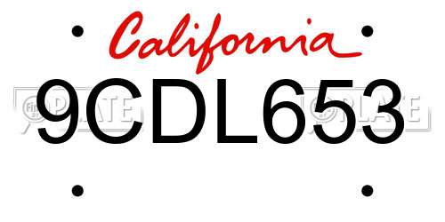 9CDL653 California License Plate