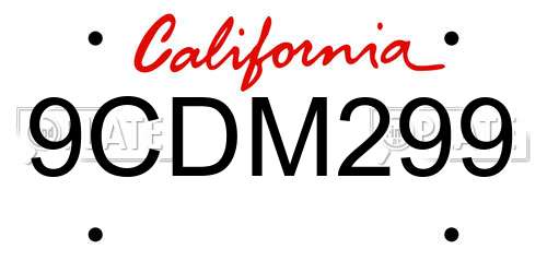 9CDM299 California License Plate