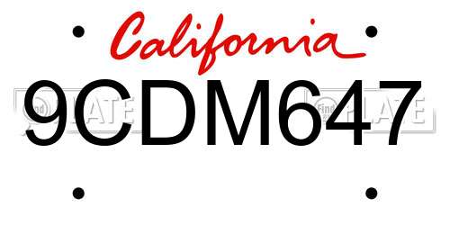 9CDM647 California License Plate