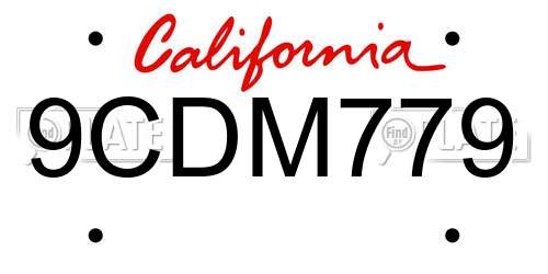 9CDM779 California License Plate