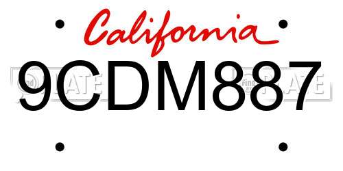 9CDM887 California License Plate