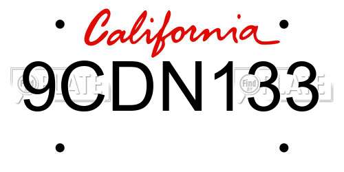 9CDN133 California License Plate