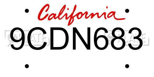 9CDN683 California License Plate