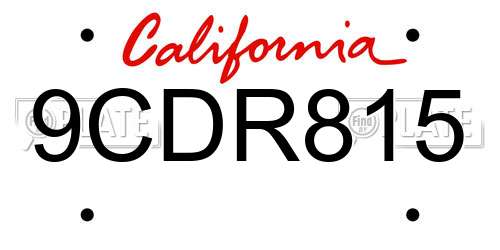 9CDR815 California License Plate