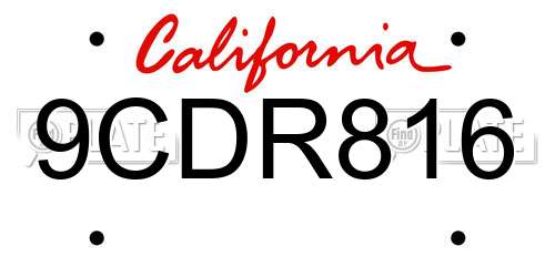9CDR816 California License Plate