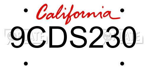 9CDS230 California License Plate
