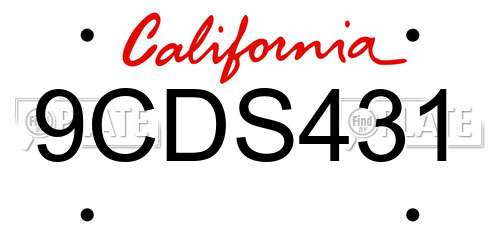 9CDS431 California License Plate