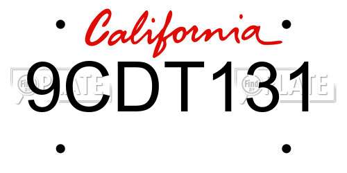9CDT131 California License Plate