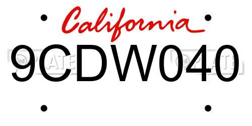 9CDW040 California License Plate