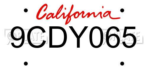 9CDY065 California License Plate
