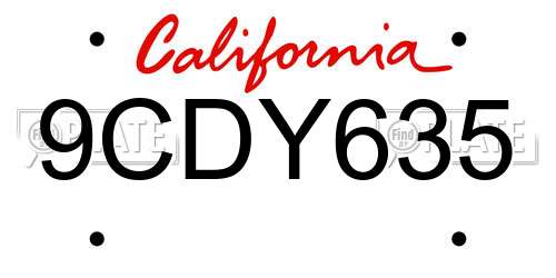 9CDY635 California License Plate