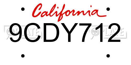 9CDY712 California License Plate