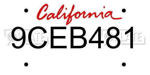9CEB481 California License Plate
