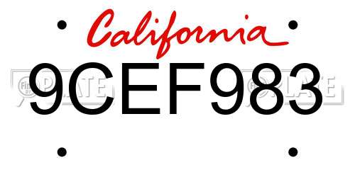 9CEF983 California License Plate