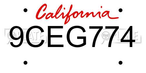 9CEG774 California License Plate