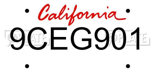 9CEG901 California License Plate