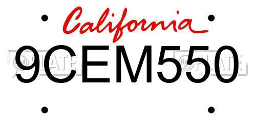 9CEM550 California License Plate