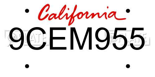9CEM955 California License Plate