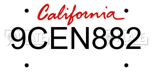 9CEN882 California License Plate