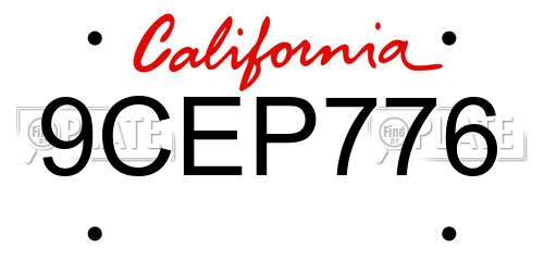 9CEP776 California License Plate