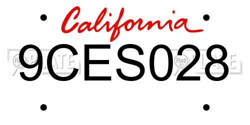 9CES028 California License Plate