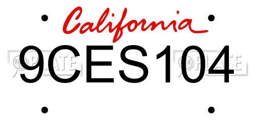 9CES104 California License Plate
