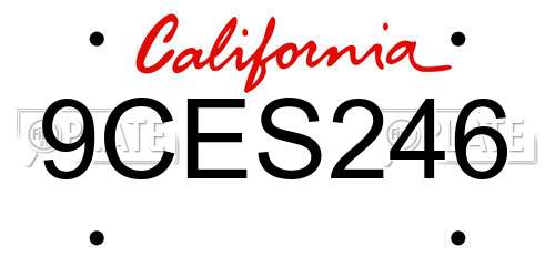 9CES246 California License Plate