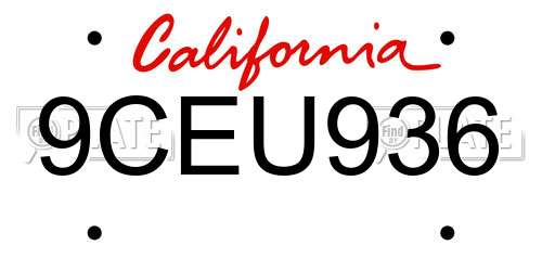 9CEU936 California License Plate