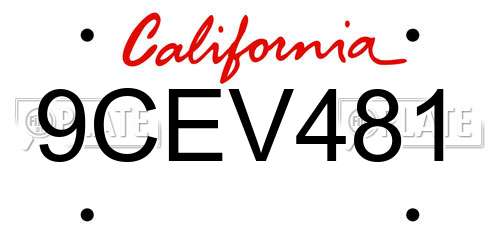 9CEV481 California License Plate