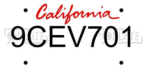 9CEV701 California License Plate