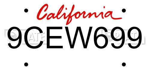 9CEW699 California License Plate