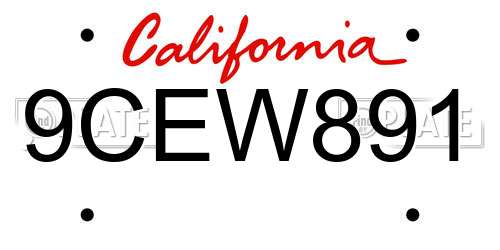 9CEW891 California License Plate