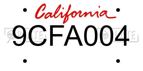 9CFA004 California License Plate