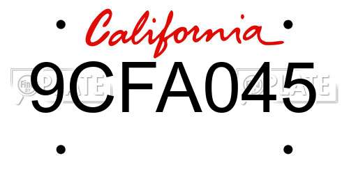 9CFA045 California License Plate