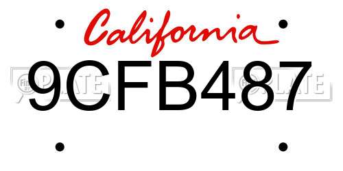 9CFB487 California License Plate