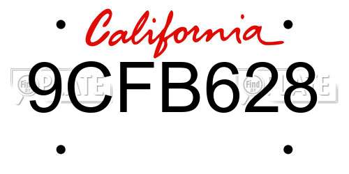 9CFB628 California License Plate