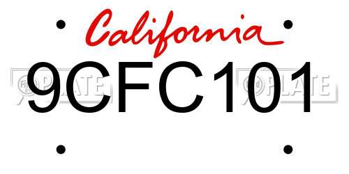 9CFC101 California License Plate
