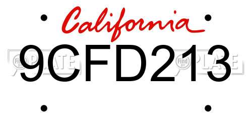 9CFD213 California License Plate