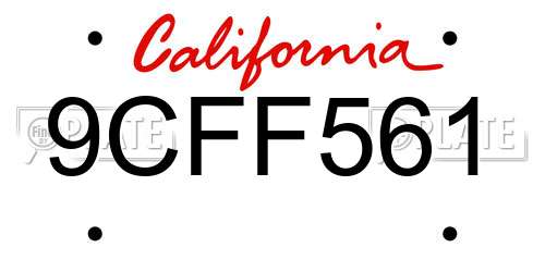9CFF561 California License Plate