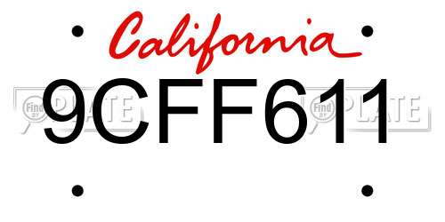 9CFF611 California License Plate