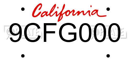 9CFG000 California License Plate